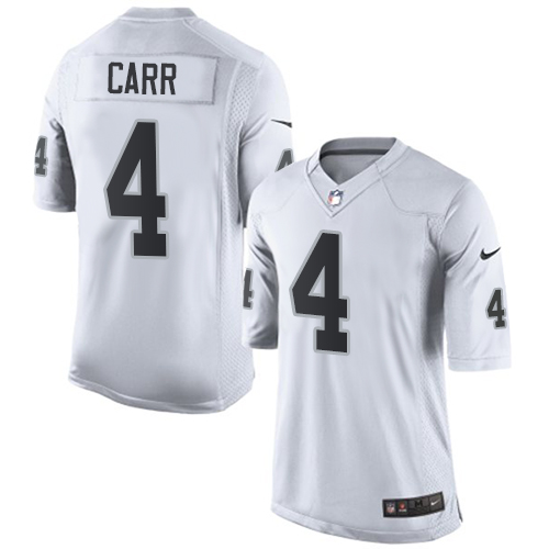 Men's Limited Derek Carr Nike Jersey White Road - #4 NFL Oakland Raiders